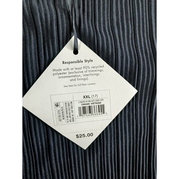 Ava & Viv Shirt Women XXL 2XL Black Blouse Long Sleeve Flowy Business Stripe NWT - Picture 3 of 8